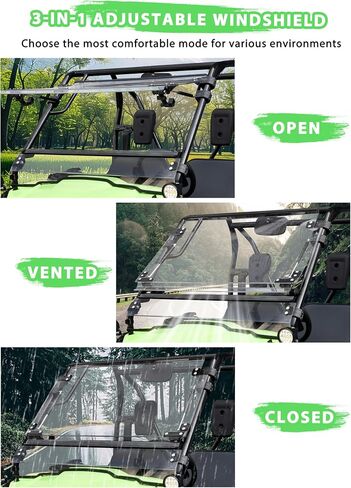 قم بتقليب الزجاج الأمامي لـ Honda Pioneer 520 2021-2025/Pioneer 500 2015-2023 ، 3-in-1 1/5 "ملحقات الزجاج الأمامي القابل للتعديل في الكمبيوتر الشخصي ، فيديو مفتوح/مغلق ، التثبيت ، التثبيت. in Kuwait