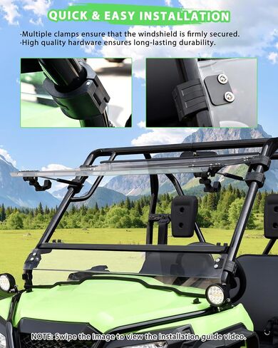 قم بتقليب الزجاج الأمامي لـ Honda Pioneer 520 2021-2025/Pioneer 500 2015-2023 ، 3-in-1 1/5 "ملحقات الزجاج الأمامي القابل للتعديل في الكمبيوتر الشخصي ، فيديو مفتوح/مغلق ، التثبيت ، التثبيت. in Kuwait