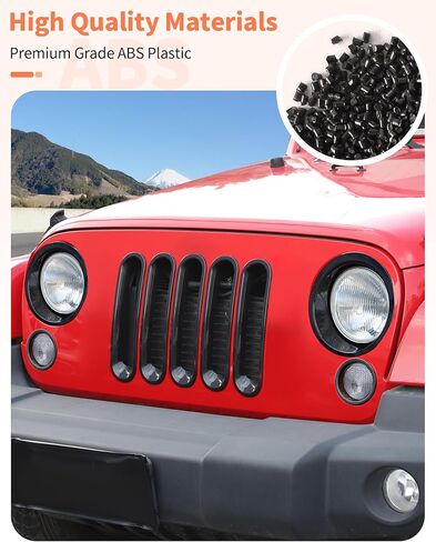 إدراج الشواية الأمامية+المصباح الأمامي+غطاء ضوء الدوران الأمامي يتوافق مع Jeep Wrangler JK JKU 2007-2018،11pcs مجموعات تقليم خارجية ، أسود in Kuwait