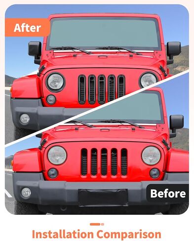 إدراج الشواية الأمامية+المصباح الأمامي+غطاء ضوء الدوران الأمامي يتوافق مع Jeep Wrangler JK JKU 2007-2018،11pcs مجموعات تقليم خارجية ، أسود in Kuwait