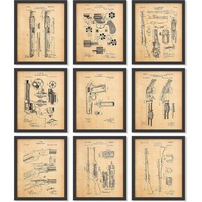 97 Decor Vintage Gun Patent Prints - Antique Gun Poster, Gun Blueprints Wall Art, Old Firearm Pictures Rifle Painting, Weapon Handgun Patents Artwork for Home Man Cave Decorations (8x10 UNFRAMED) in Saudi Arabia