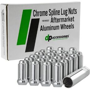 DPAccessories Lug Nuts Compatible with 2018-2025 Jeep Wrangler | Chrome Spline Style | Aftermarket Aluminum Wheels Only | Set of 23 Wheel Nuts & 1 Tool | DJEWRA04A-CH/1 in Saudi Arabia