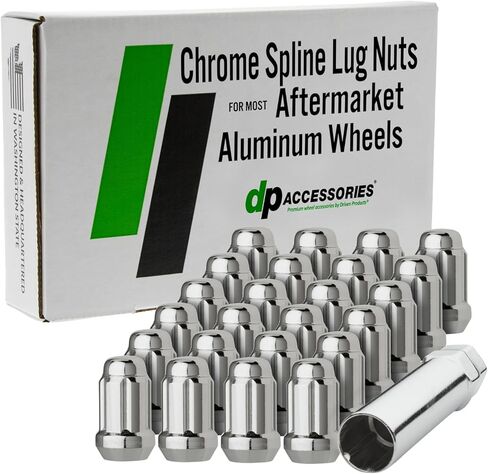 DPAccessories Lug Nuts Compatible with 2022-2025 Nissan Frontier | Chrome Spline Style | Aftermarket Aluminum Wheels Only | Set of 24 Wheel Nuts & 1 Tool | DNIFRO03A-CH/1 in Saudi Arabia