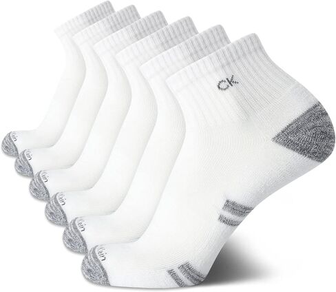 Calvin Klein Mens Quarter Socks - 6 Pack Breathable Cushion Athletic Ankle Socks for Men for Running and Workout (7-12) in Kuwait