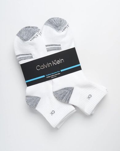 Calvin Klein Mens Quarter Socks - 6 Pack Breathable Cushion Athletic Ankle Socks for Men for Running and Workout (7-12) in Kuwait