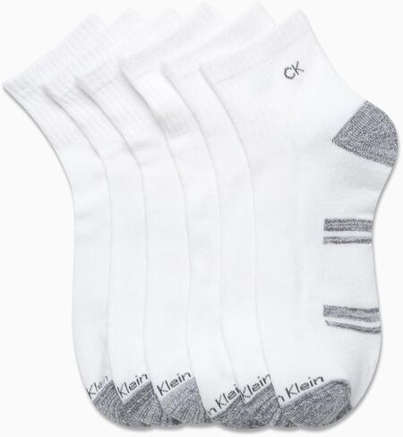 Calvin Klein Mens Quarter Socks - 6 Pack Breathable Cushion Athletic Ankle Socks for Men for Running and Workout (7-12) in Kuwait