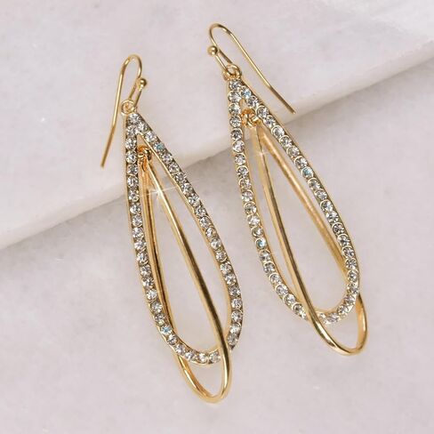 Simulated Diamond Teardrop Dangle Earrings for Women - Cubic Zirconia Crystal Long Dangling Earrings in Kuwait