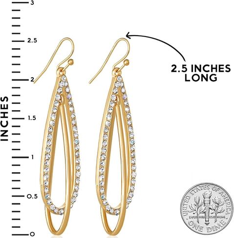 Simulated Diamond Teardrop Dangle Earrings for Women - Cubic Zirconia Crystal Long Dangling Earrings in Kuwait