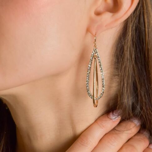 Simulated Diamond Teardrop Dangle Earrings for Women - Cubic Zirconia Crystal Long Dangling Earrings in Kuwait