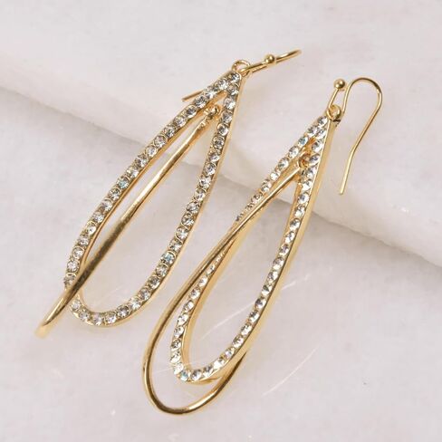 Simulated Diamond Teardrop Dangle Earrings for Women - Cubic Zirconia Crystal Long Dangling Earrings in Kuwait