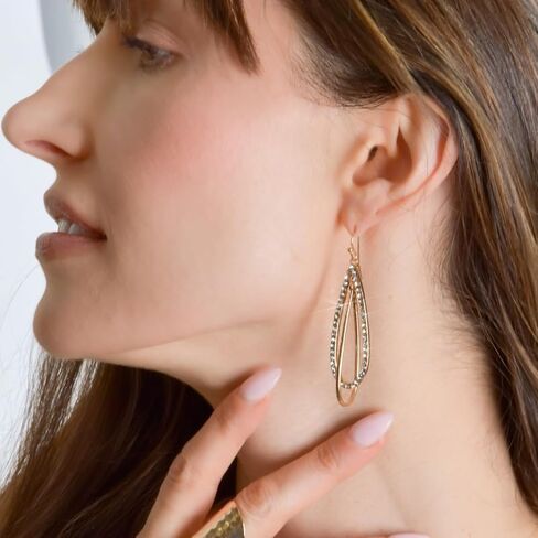 Simulated Diamond Teardrop Dangle Earrings for Women - Cubic Zirconia Crystal Long Dangling Earrings in Kuwait