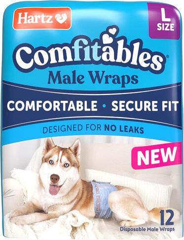 New! Hartz® Comfitables® Disposable Male Dog Wraps with Stretchy Waistband, Large 24 Count in Saudi Arabia