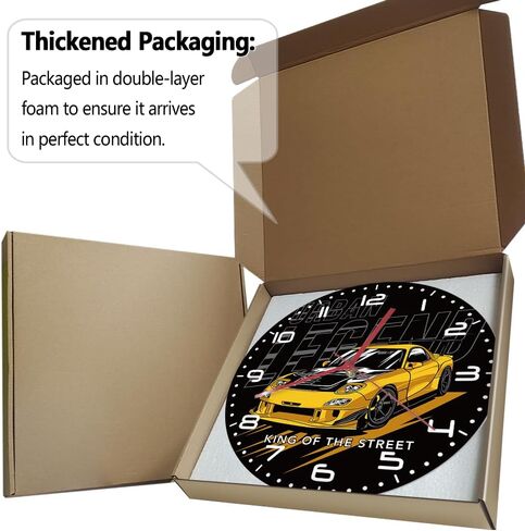 12'' Car Racing Wall Clock, Drift Car Japan Street Sport Car Garage Wall Clock Racing Automobile Wall Watch Clock Battery Silent Non Ticking for Man Cave Boys Drifting Car Enthusiast Gift in Kuwait