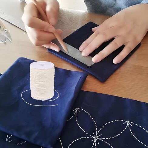 FreeBloss 500m Sashiko Thread 100 ٪ Cotton Embroidery Flosses White Hand Embroidery Thread Sashiko thread thour in Kuwait