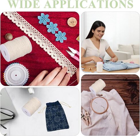 FreeBloss 500m Sashiko Thread 100 ٪ Cotton Embroidery Flosses White Hand Embroidery Thread Sashiko thread thour in Kuwait