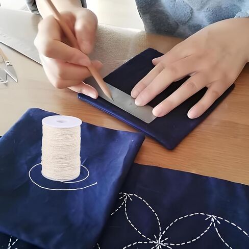 FREEBLOSS 500m Sashiko Thread 100% Cotton Embroidery Flosses White Hand Embroidery Thread Sashiko Quilting Thread for Sewing Needlework in Kuwait