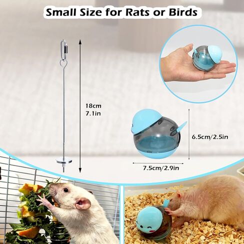 2PCS Rat Enrichment Toys Set - Stainless Steel Fruit/Veg Holder & Treat Dispenser, Interactive Foraging Puzzle Toys for Rats/Mice/Birds, Cage Accessories with Hanging Feeder & Intelligence Game in Kuwait