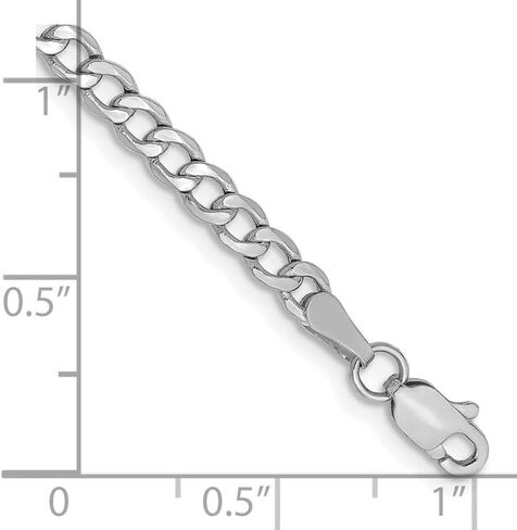Diamond2Deal Men's 14K White Gold 3.35mm نصف صلبة كبح سوار سلسلة 8 " in Saudi Arabia