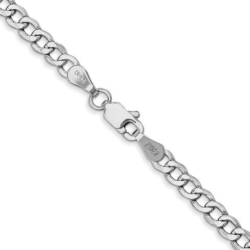 Diamond2Deal Men's 14K White Gold 3.35mm نصف صلبة كبح سوار سلسلة 8 " in Saudi Arabia