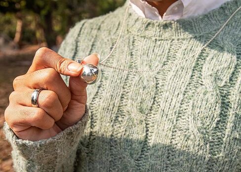 Stimm Chime Ball Necklace, Anxiety Relief Necklace, Fidget Anxiety Jewelry, Harmony Ball Necklace, Angel Caller Silver in Saudi Arabia