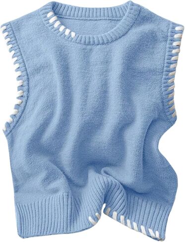 Verdusa Women's Sleeveless Sweater Old Money Ribbed Knit Pullover Binding Casual Tank Top in Saudi Arabia