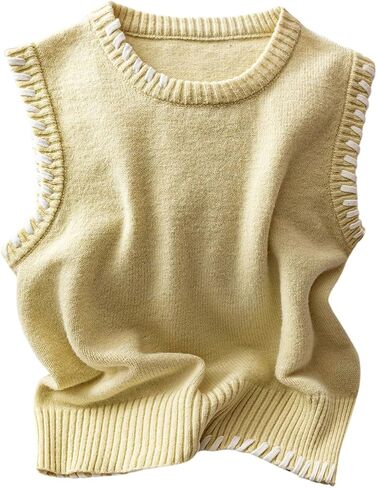 Verdusa Women's Sleeveless Sweater Old Money Ribbed Knit Pullover Binding Casual Tank Top in Saudi Arabia