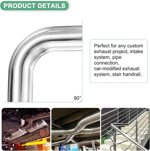 OD 1.5 Inch 90 Degree Mandrel Bend Elbow, Thicken 1.5 mm 304 Stainless Steel Exhaust Elbow Pipe for Car Modified Exhaust System, Stair Handrail Bend, Height 90 mm in Saudi Arabia