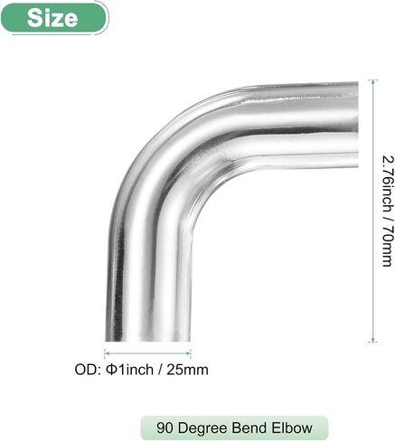 OD 1.5 Inch 90 Degree Mandrel Bend Elbow, Thicken 1.5 mm 304 Stainless Steel Exhaust Elbow Pipe for Car Modified Exhaust System, Stair Handrail Bend, Height 90 mm in Saudi Arabia