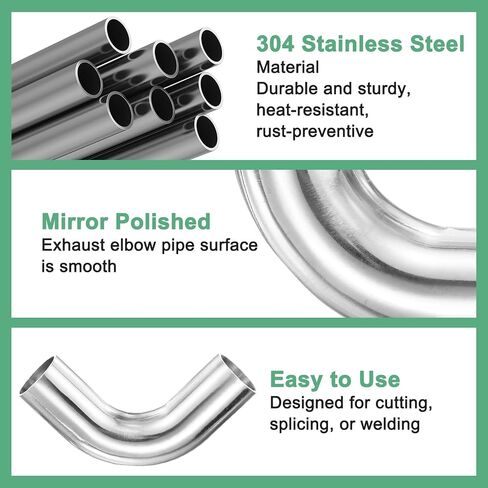 OD 1.5 Inch 90 Degree Mandrel Bend Elbow, Thicken 1.5 mm 304 Stainless Steel Exhaust Elbow Pipe for Car Modified Exhaust System, Stair Handrail Bend, Height 90 mm in Saudi Arabia