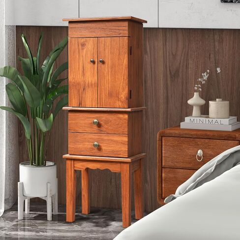 Loko Jewelry Armoire مع مرآة فليب ، خزانة تخزين المجوهرات الدائمة مع 6 أدراج و 6 خطافات ، مقصورات مقسمة أعلى ، صندوق منظم المجوهرات لغرفة نوم النساء in Kuwait