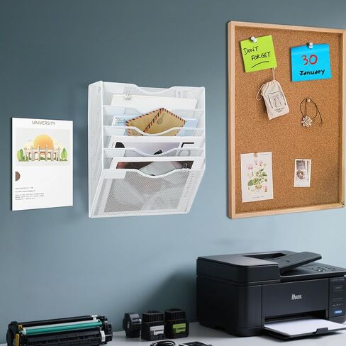 5 جيوب شبكية منظم ملفات الجدار مع اللوازم المكتبية ، وحامل ملف حائط شبكي مع مقاطع ورقية ومقاطع الموثق متنوعة للمجلة ، مجلد الملف ، القائمة ، البريد ، الورق ، المستند (الأسود) in Kuwait