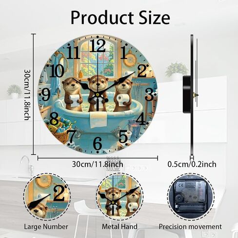 CHGCRAFT Peacock Pattern Wall Clock 12 Inch Non-Ticking Clocks Flowers Round Wall Hanging Clock Battery Operated for Bedroom Living Room Kitchen Office in Saudi Arabia