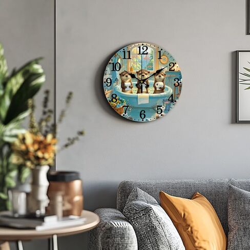 CHGCRAFT Peacock Pattern Wall Clock 12 Inch Non-Ticking Clocks Flowers Round Wall Hanging Clock Battery Operated for Bedroom Living Room Kitchen Office in Saudi Arabia