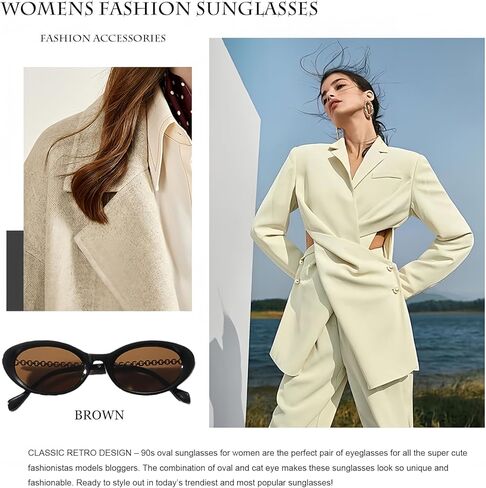 نظارة شمسية بيضاوية جليمور ريترو للنساء أزياء نظارة شمسية بيضاوية صغيرة تسعينيات من القرن الماضي in Kuwait