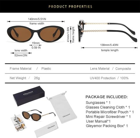 نظارة شمسية بيضاوية جليمور ريترو للنساء أزياء نظارة شمسية بيضاوية صغيرة تسعينيات من القرن الماضي in Kuwait