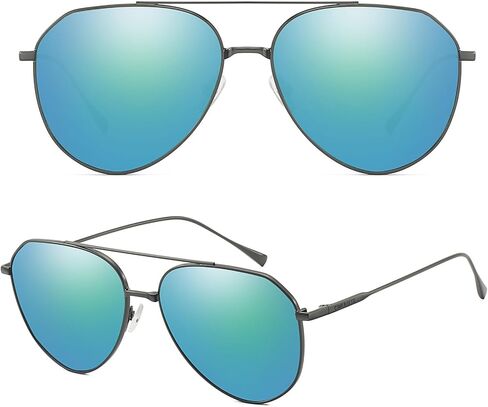 Unisex Oversized Aviator Sunglasses - Lightweight Pilot Sunnies, UV 400 & Adjustable Nose Pad in Kuwait