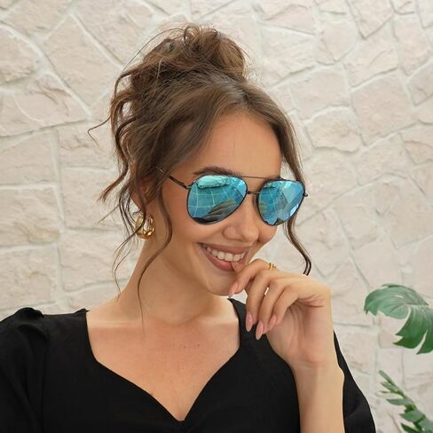 Unisex Oversized Aviator Sunglasses - Lightweight Pilot Sunnies, UV 400 & Adjustable Nose Pad in Kuwait