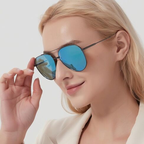 Unisex Oversized Aviator Sunglasses - Lightweight Pilot Sunnies, UV 400 & Adjustable Nose Pad in Kuwait