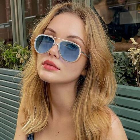 SODQW Tangle Free Aviator Sunglasses for Women Men Polarized Trendy Sun Glasses with UV400 Protection for Fishing Driving in Kuwait