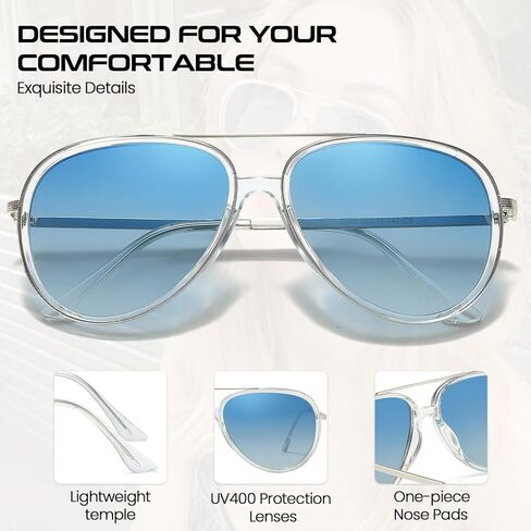 SODQW Tangle Free Aviator Sunglasses for Women Men Polarized Trendy Sun Glasses with UV400 Protection for Fishing Driving in Kuwait