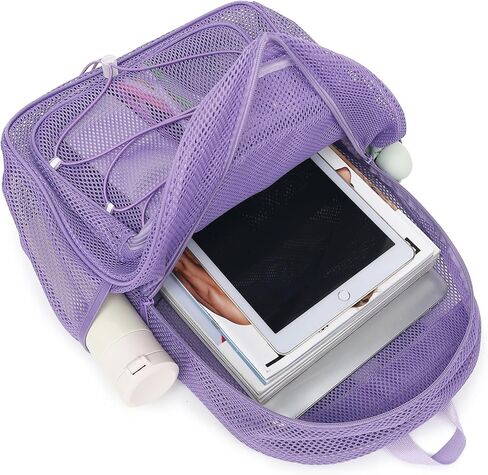 Mesh School Backpack for Girls Boys, Heavy Duty Kids Adults Mesh School Bag Bookbag for Swimming Beach Fitness Sport (Light Pink) in Kuwait