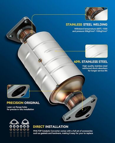 PHILTOP Catalytic Converter Kit Direct-Fit Compatible with Honda 1991-1993 Accord 2.2L, 1990 Accord, 1992-1993 Prelude Replace# 15602, 22624, 642422, 40195 Stainless Steel (EPA Compliant) in Saudi Arabia