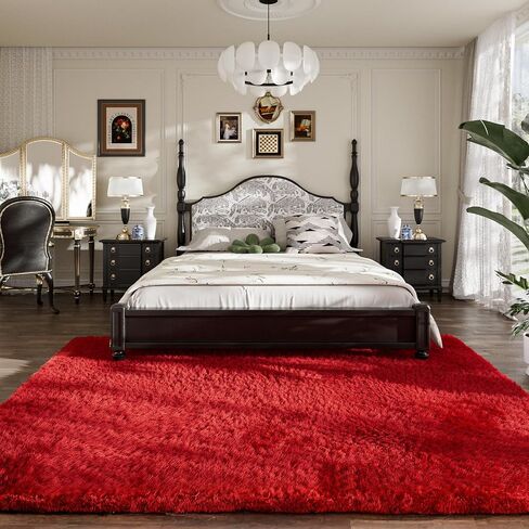 AMTOVO Shag Area Rugs for Living Room, 8X10 White Large Fluffy Clearance Rug Throw Bedroom Carpet, Indoor Modern Fuzzy Nursery Shag Rugs for Kids and Playroom in Saudi Arabia