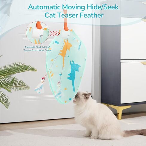 Interactive Cat Toys for Indoor Cats & Automatic Play, Enrichment Toys for Kitten with Feather, Kitten Toy - 4H, Random Trajectories, Door Hanger (Color) in Saudi Arabia