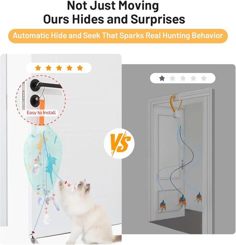 Interactive Cat Toys for Indoor Cats & Automatic Play, Enrichment Toys for Kitten with Feather, Kitten Toy - 4H, Random Trajectories, Door Hanger (Color) in Saudi Arabia