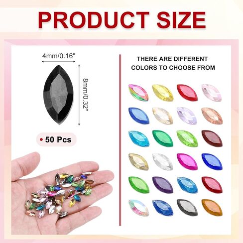 MECCANIXITY 50Pcs Horse Eye Shape Rhinestones, 7 x 15 mm Point Back Rhinestone Beads for Jewelry Making Crafts Costume Crystal Embellishments, Gold in Kuwait