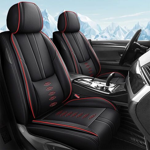 Pick-up Truck Car Seat Covers for Chevrolet Silverado 2500 1999-2024 2025,Leather Seat Covers 2-Seats Standard,Truck Interior Accessories with Airbag,Seat Cover Sets for Silverado 2500(Black+Red) in Saudi Arabia