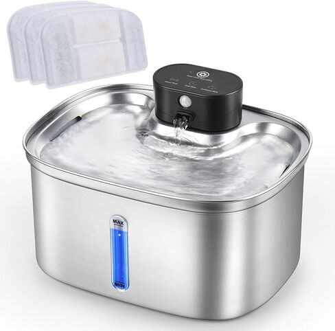 Cat Water Fountain Cordless, 169oz/5L Wireless Smart Pet Water Fountain with 5000mAh Battery & Ultra Quiet Pump, Stainless Steel Automatic Pet Water Dispenser for Cats & Dogs in Kuwait