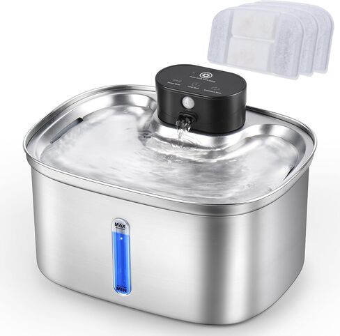 Cat Water Fountain Cordless, 169oz/5L Wireless Smart Pet Water Fountain with 5000mAh Battery & Ultra Quiet Pump, Stainless Steel Automatic Pet Water Dispenser for Cats & Dogs in Kuwait