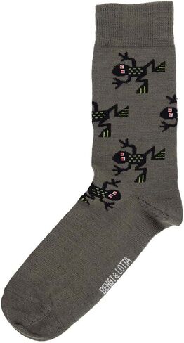 Bengt & Lotta Merino Wool Socks Large (40-45) Frogs Gray Gray Most in Saudi Arabia